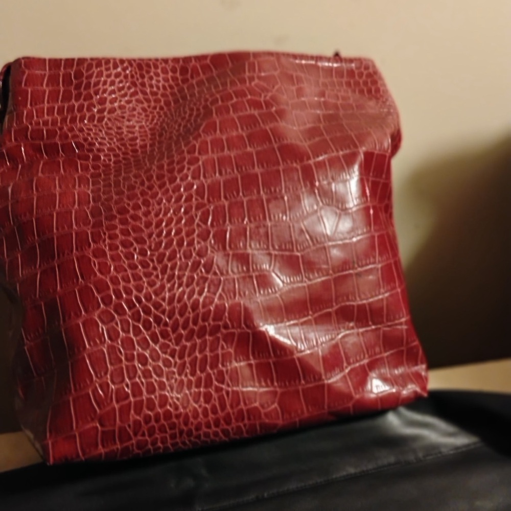 Furla Red Crocodile Embossed Handbag